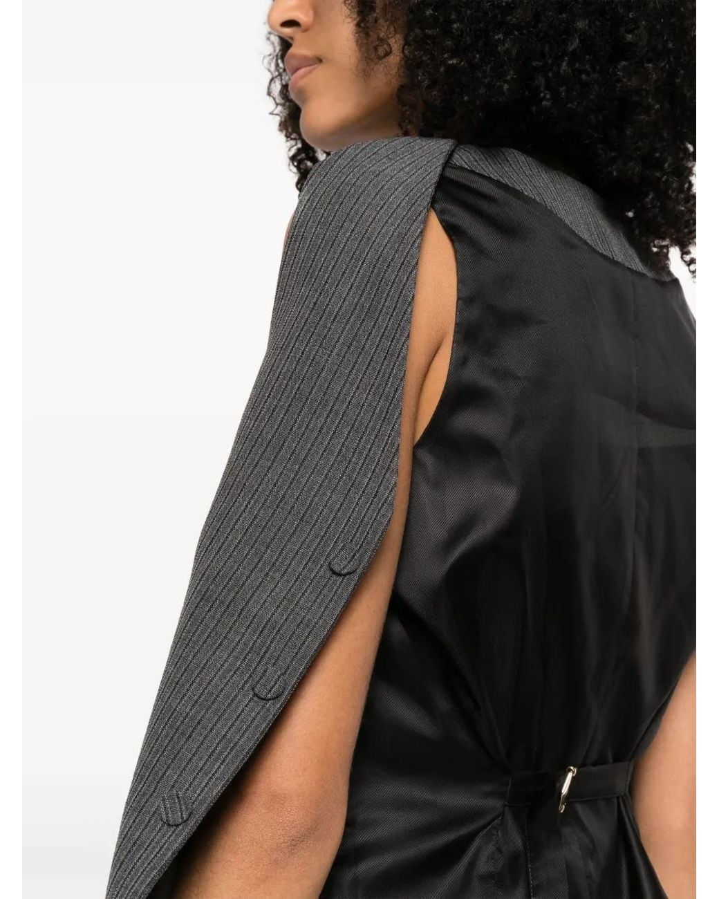Fendi Black Deconstructed Pinstripe Wool Waistcoat