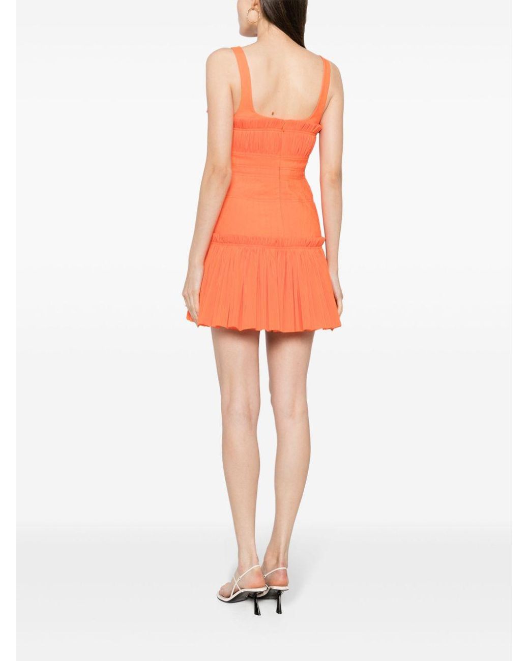 Acler Dartnell Pleated Minidress in Orange | Lyst