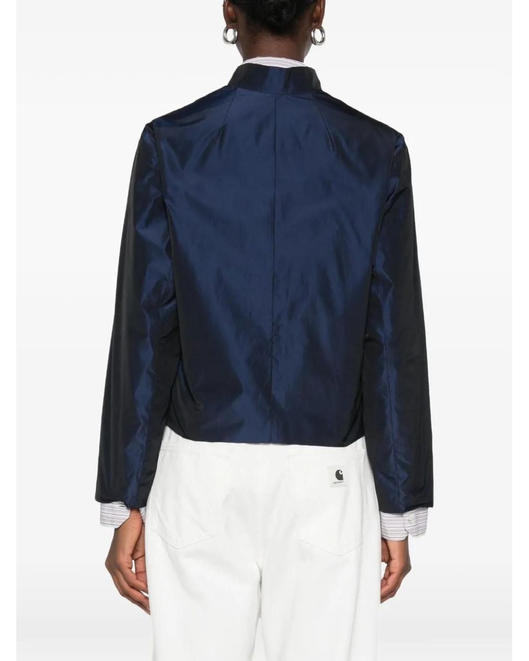 ROSSO35 Blue High-Neck Button-Up Jacket