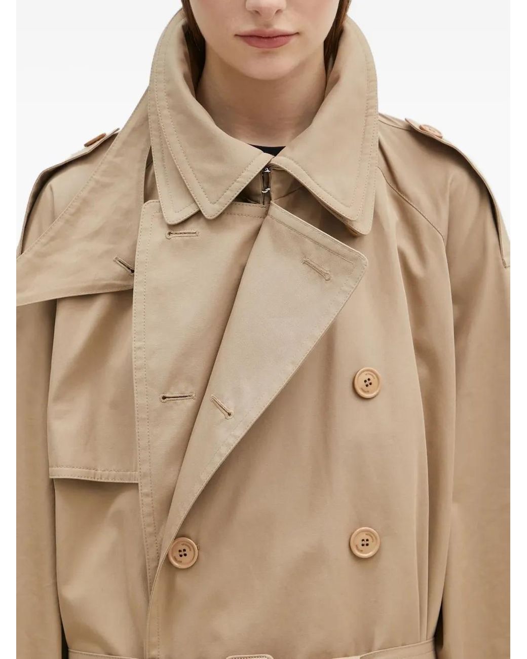 Vetements Natural Double-Breasted Belted Trench Coat