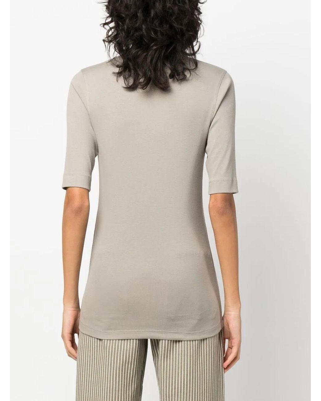 Brunello Cucinelli Natural V-Neck Short Sleeve T-Shirt