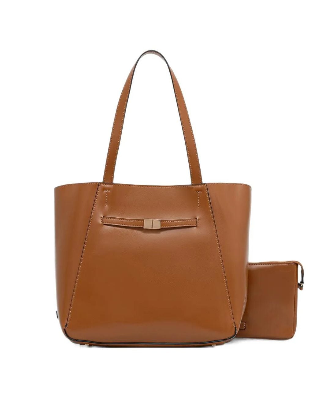 Marc O' Polo Brown Tessa Logo-Patch Leather Tote Bag