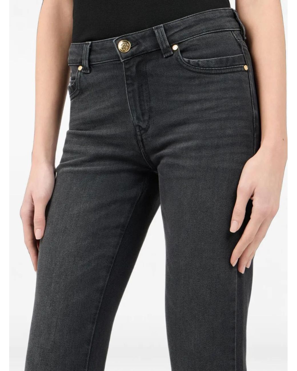 Roberto Cavalli Black Jean Évasé À Patch Logo