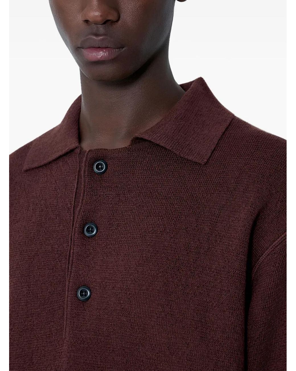 MHL by Margaret Howell Purple Buttoned Knitted Polo Shirt for men