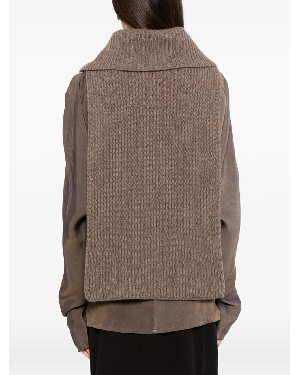 Uma Wang Brown Ribbed-Knit Button-Up Top