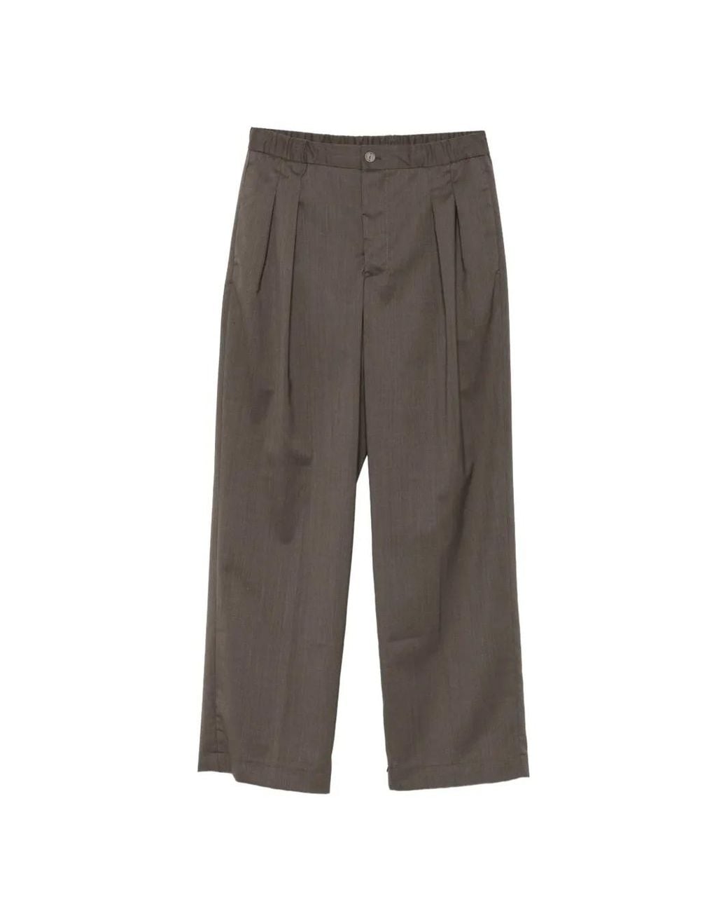 Hevò Gray Pleated Elasticated-Waist Trousers for men