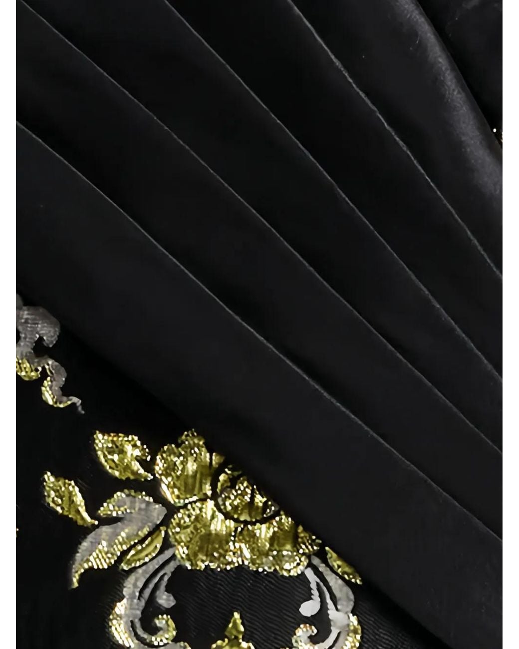 Tadashi Shoji Black Sorella Floral-Brocade Pleated-Collar Maxi Dress