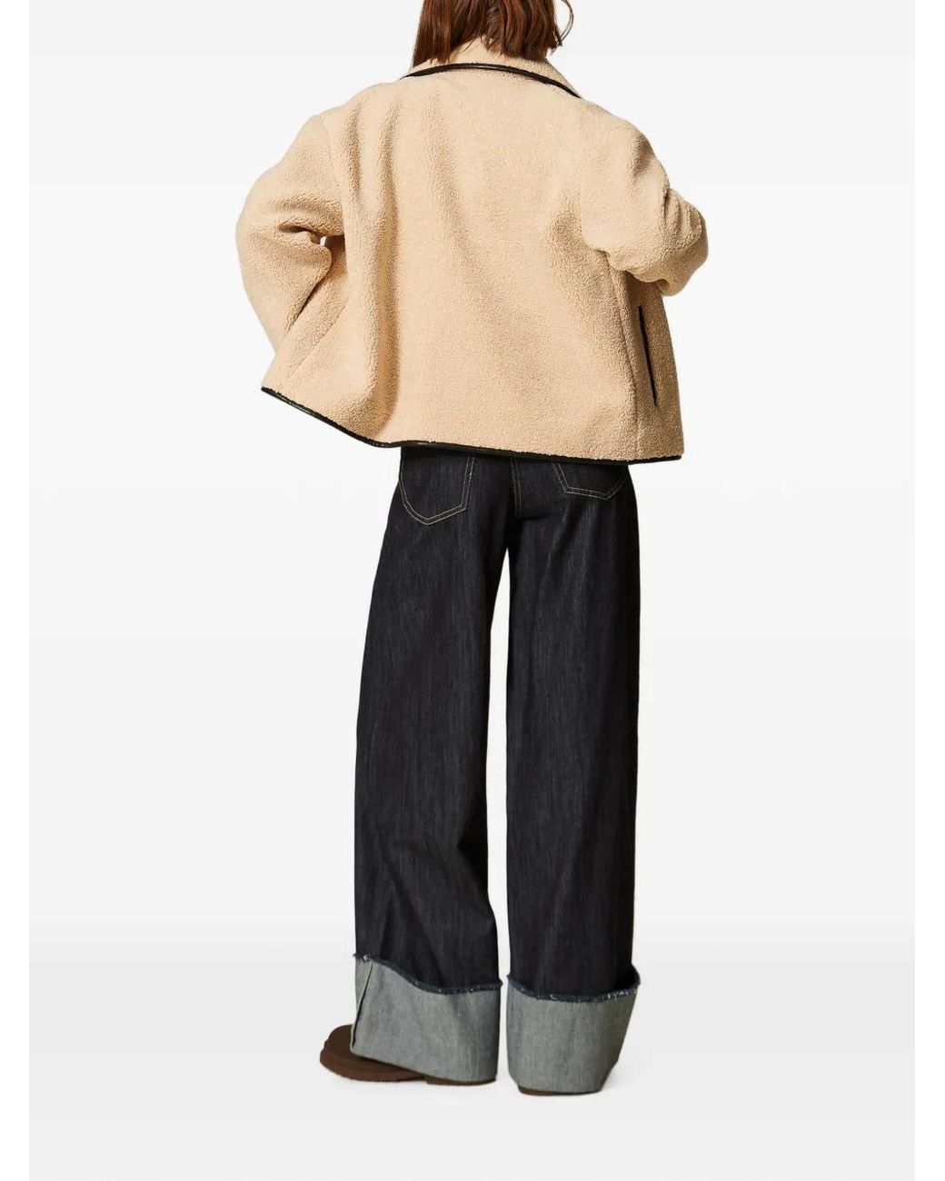 Twinset Blue Flared Jeans With Folded Hem