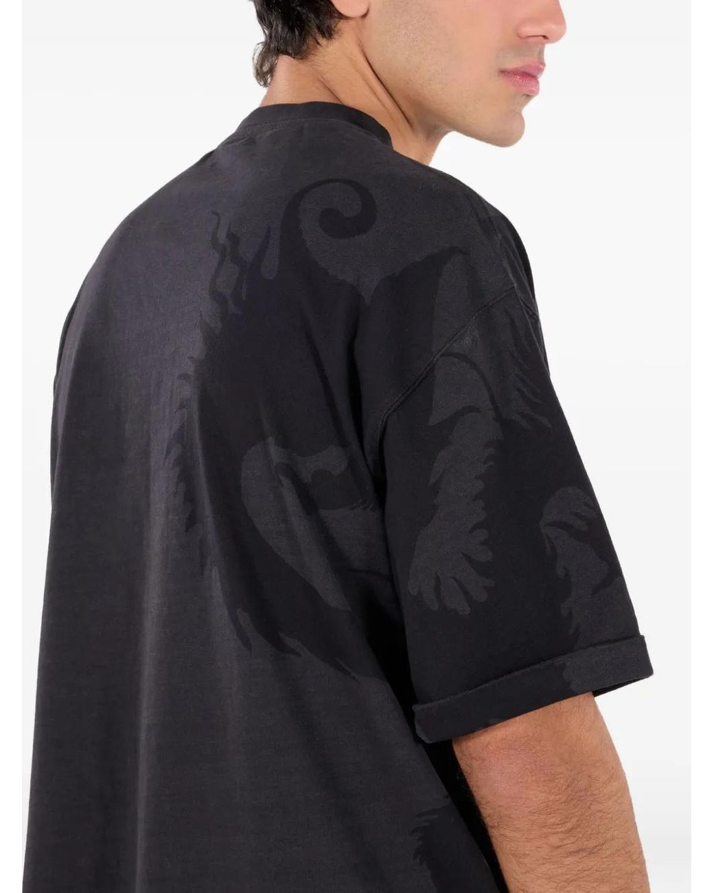 Roberto Cavalli Black Dragon-Print T-Shirt for men