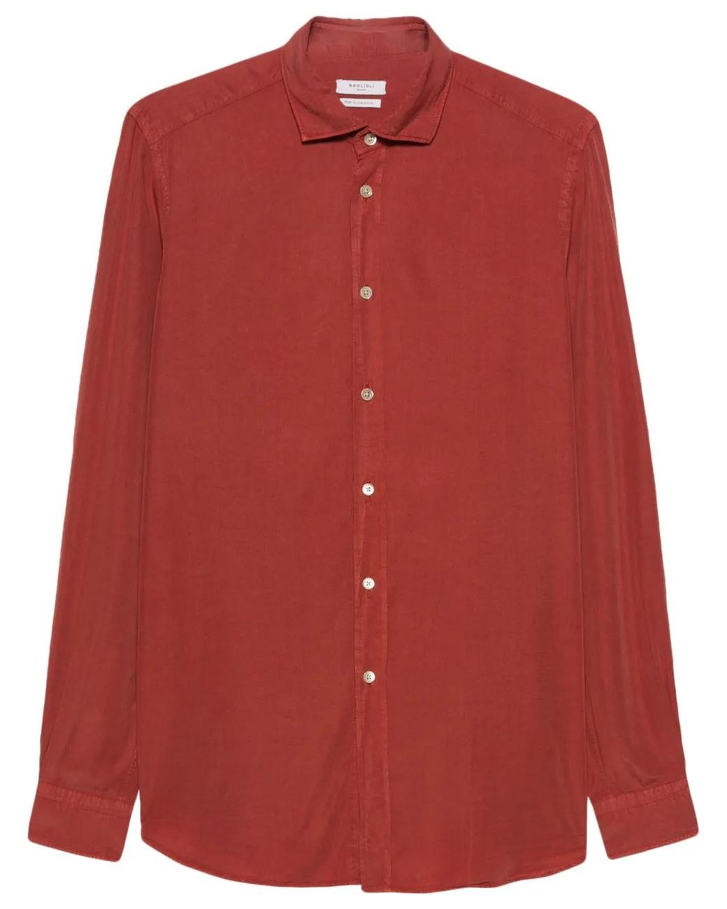 Boglioli Red Long-Sleeve Tonal Stitching Shirt for men