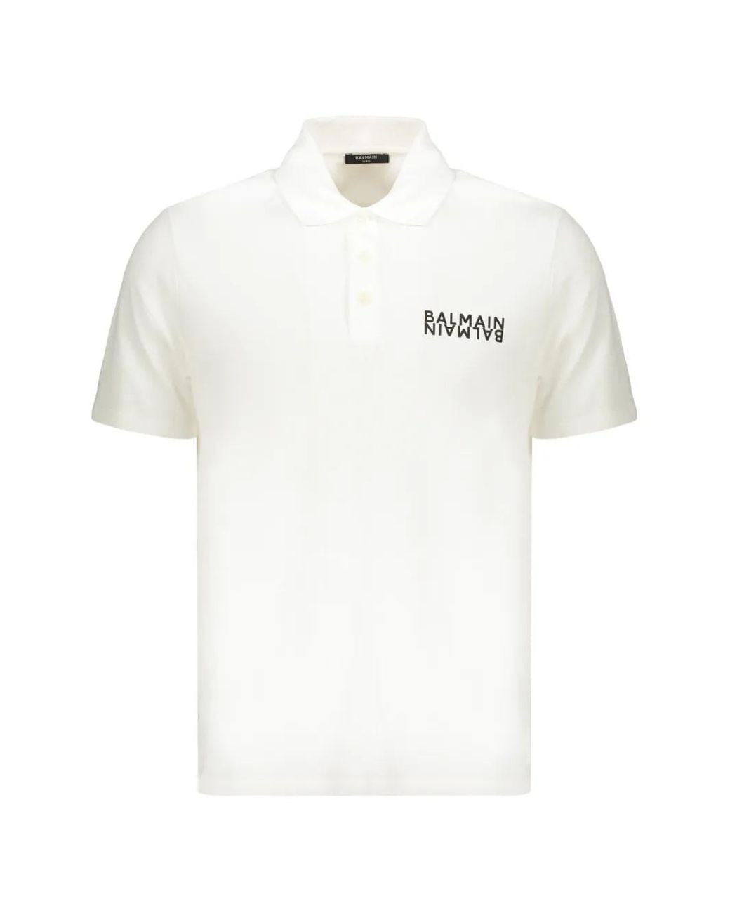 Balmain White Cotton Polo Shirt for men
