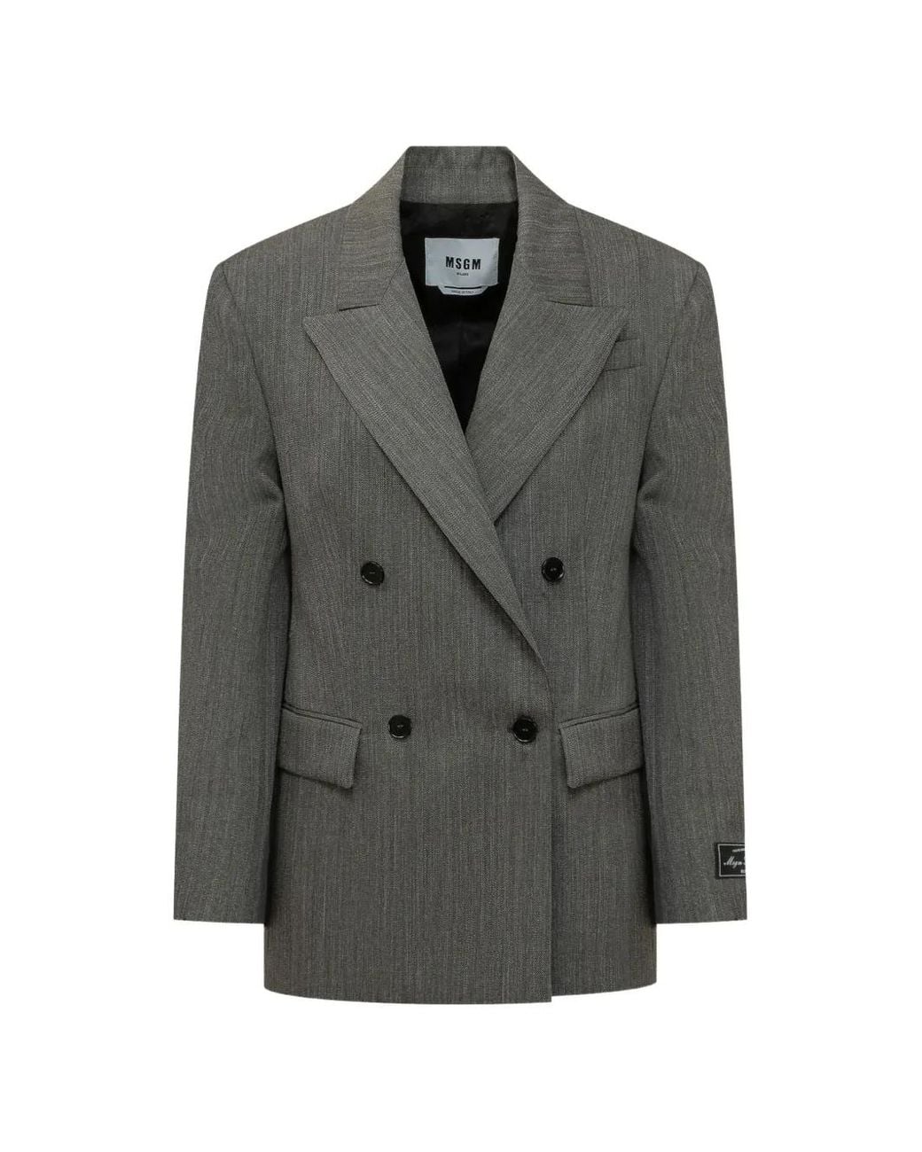 MSGM Gray Double-Breasted Blazer