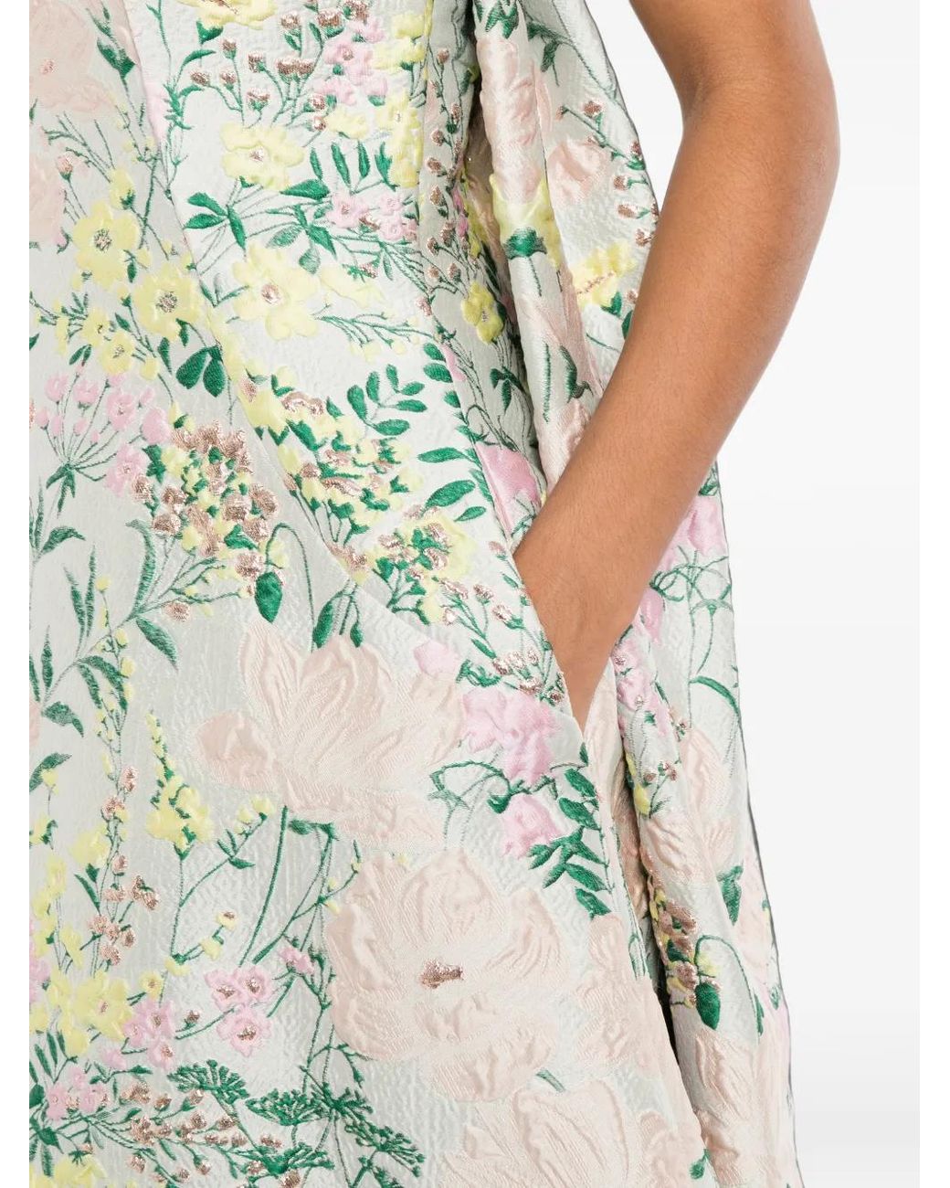 Pamella Roland Green Robe Courte Bustier En Brocart