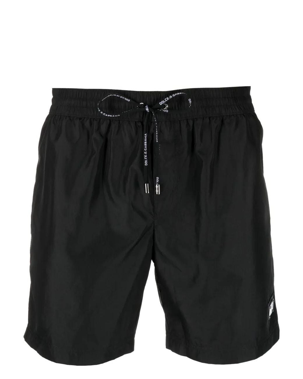 Dolce & Gabbana Black Logo-Appliqué Swim Shorts for men