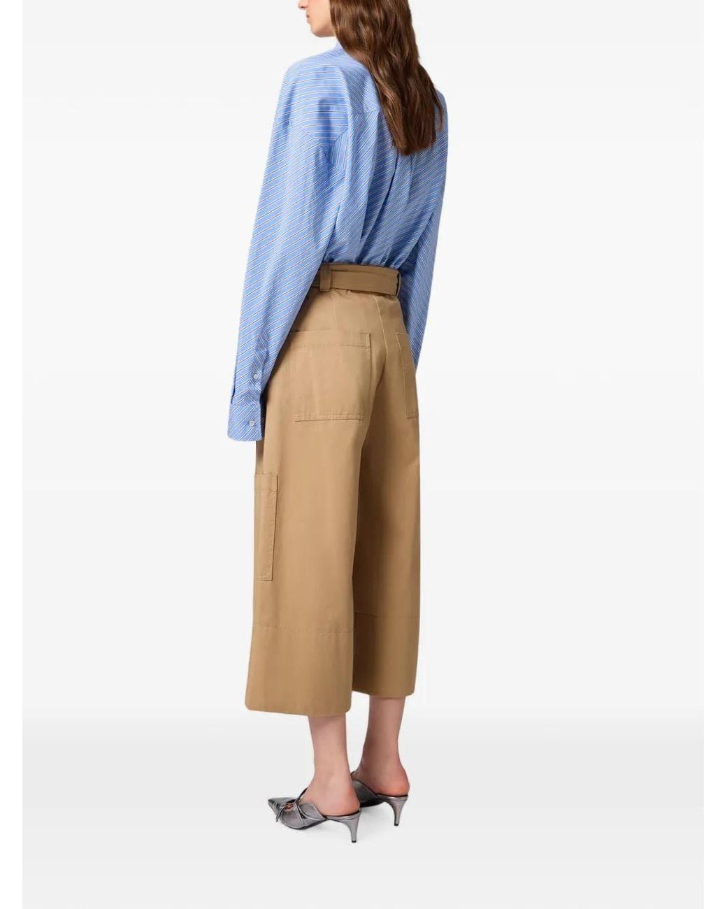 MSGM White Belted Cropped Trousers