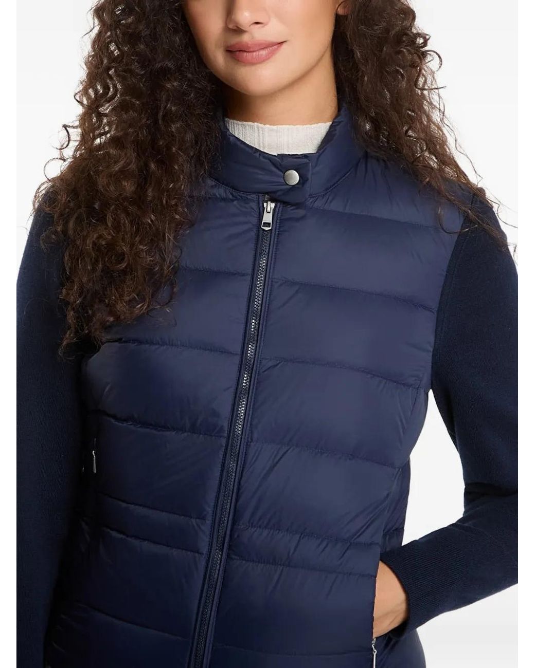 Tommy Hilfiger Blue Quilted Knit-Sleeve Jacket