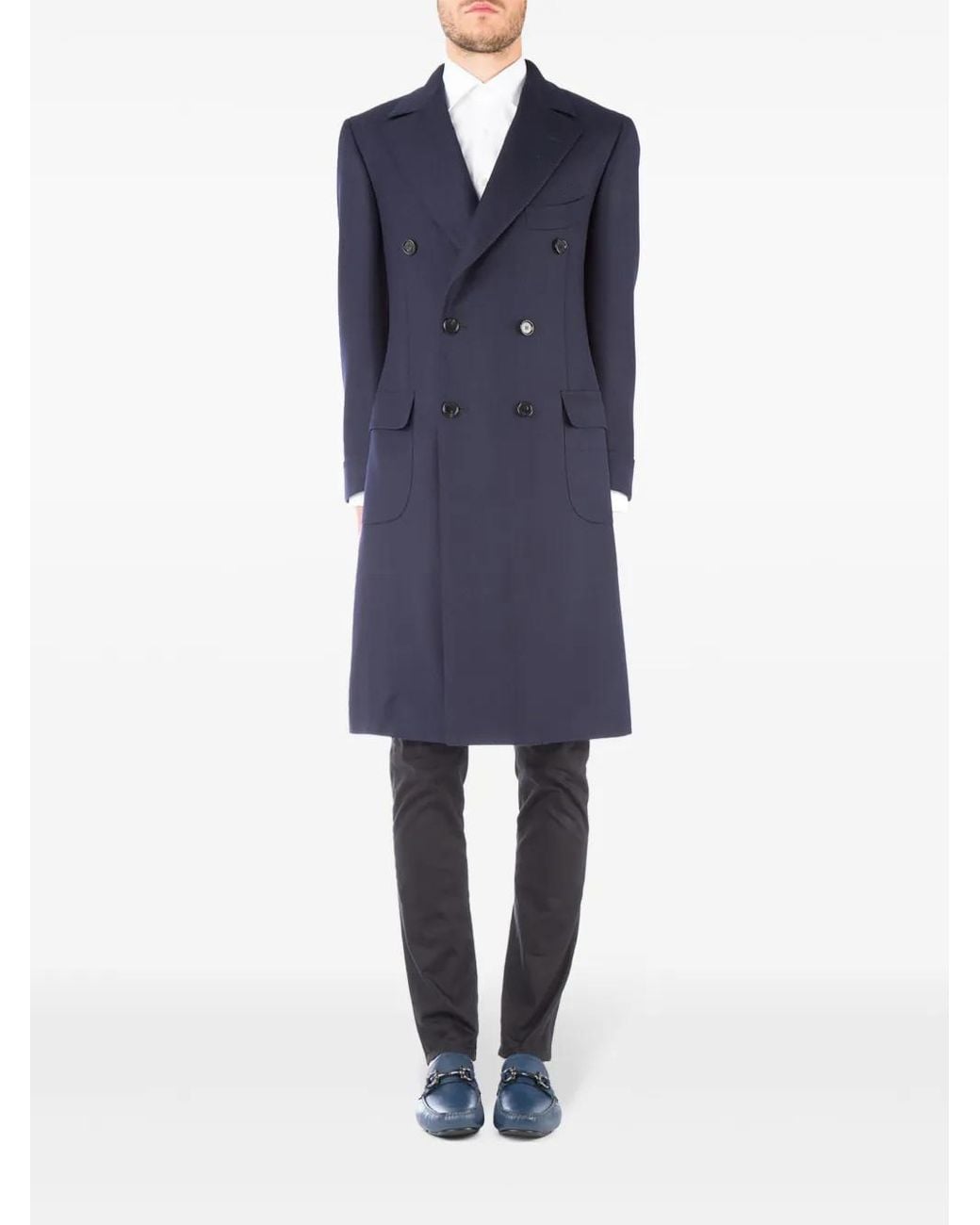Abrigo Con Doble Botonadura Cesare Attolini de hombre de color Blue