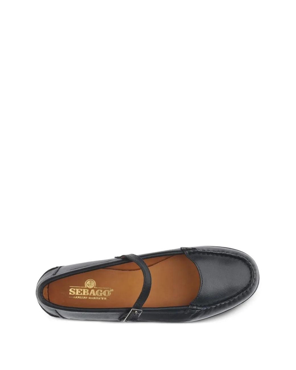 Sebago White Buckle-Strap Whipstitch Ballet Flats