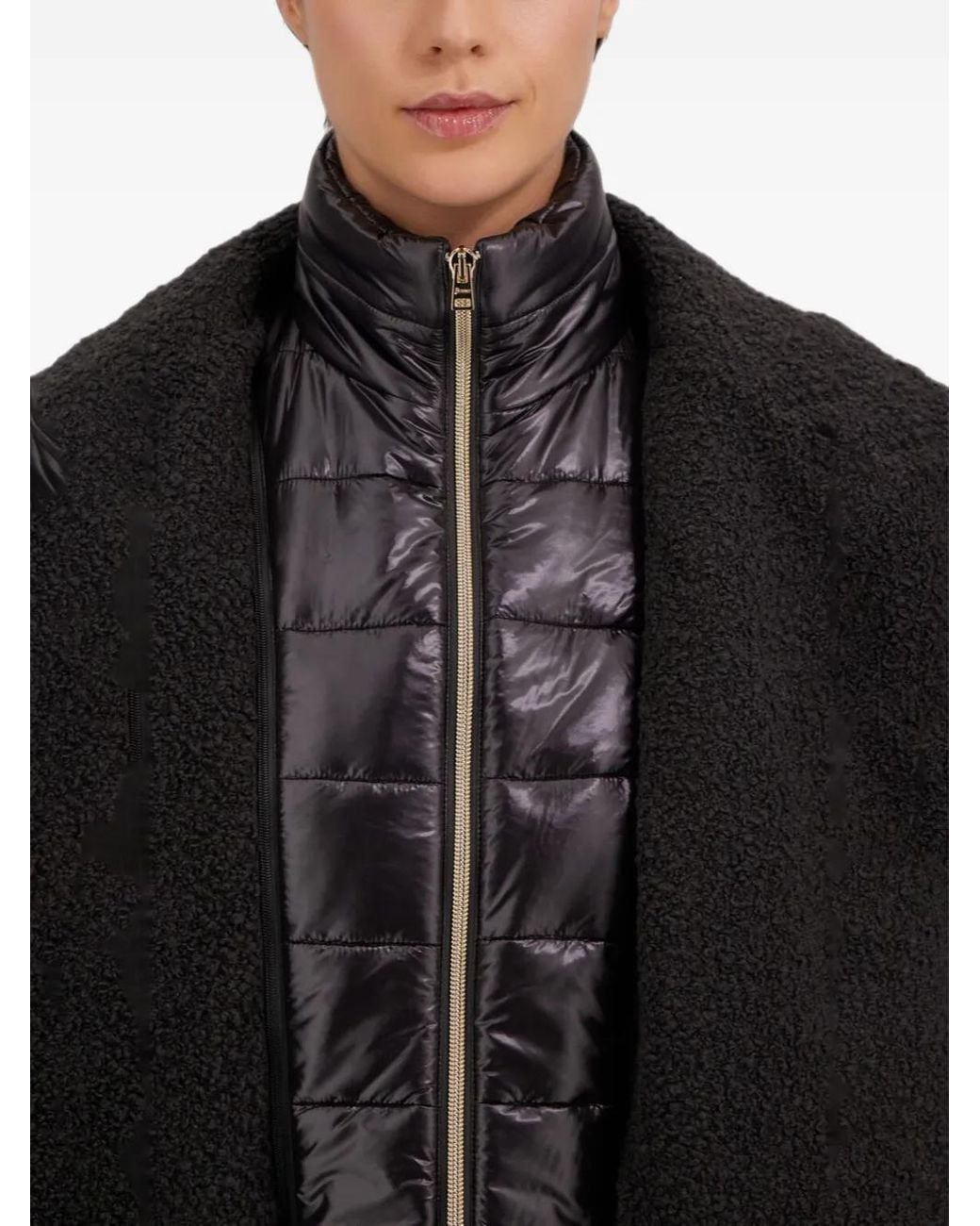 Herno Black Fringed Bouclé Coat