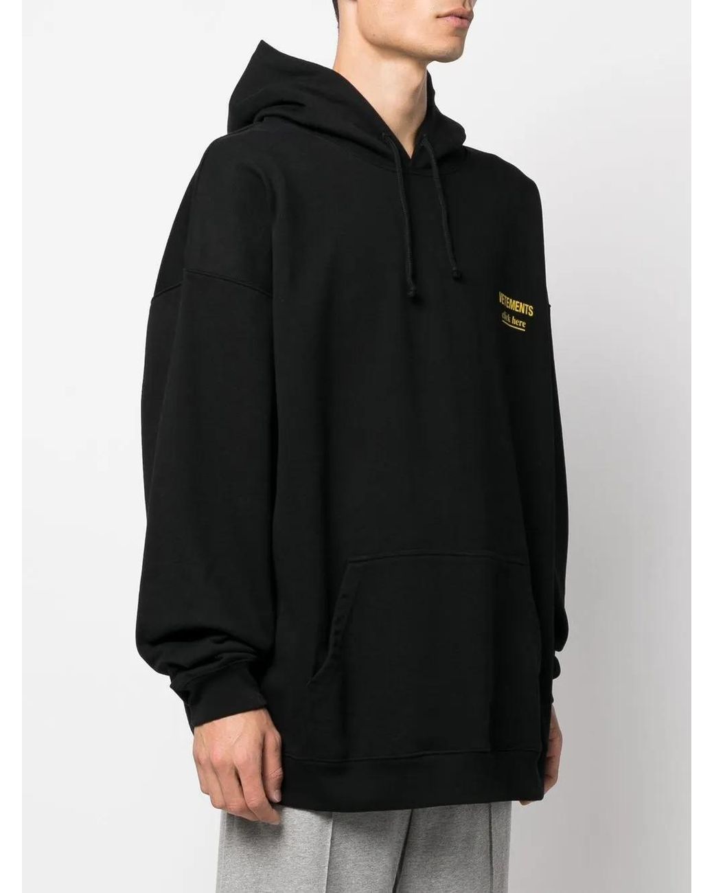 Vetements Black Embroidered Logo Hoodie