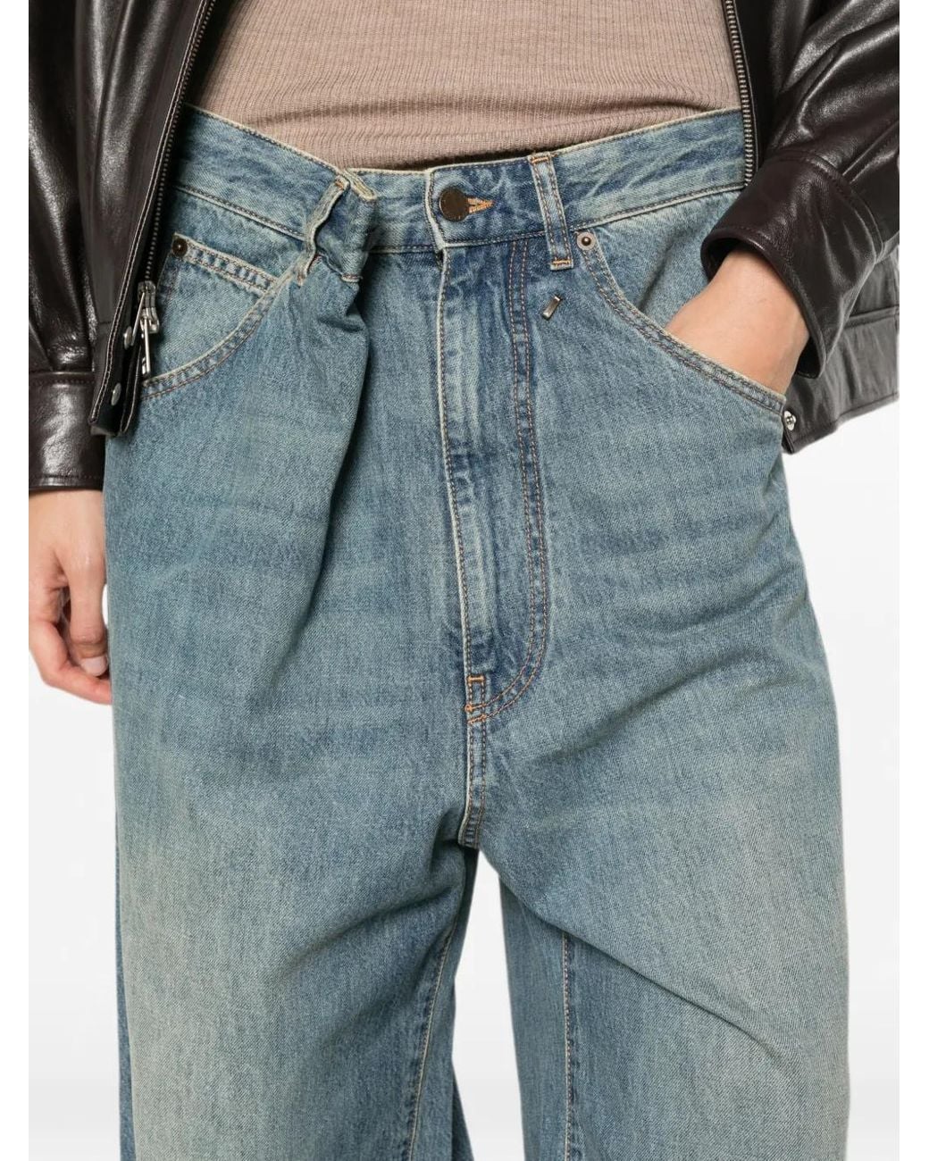 DARKPARK Blue Asymmetric-Waist Jeans