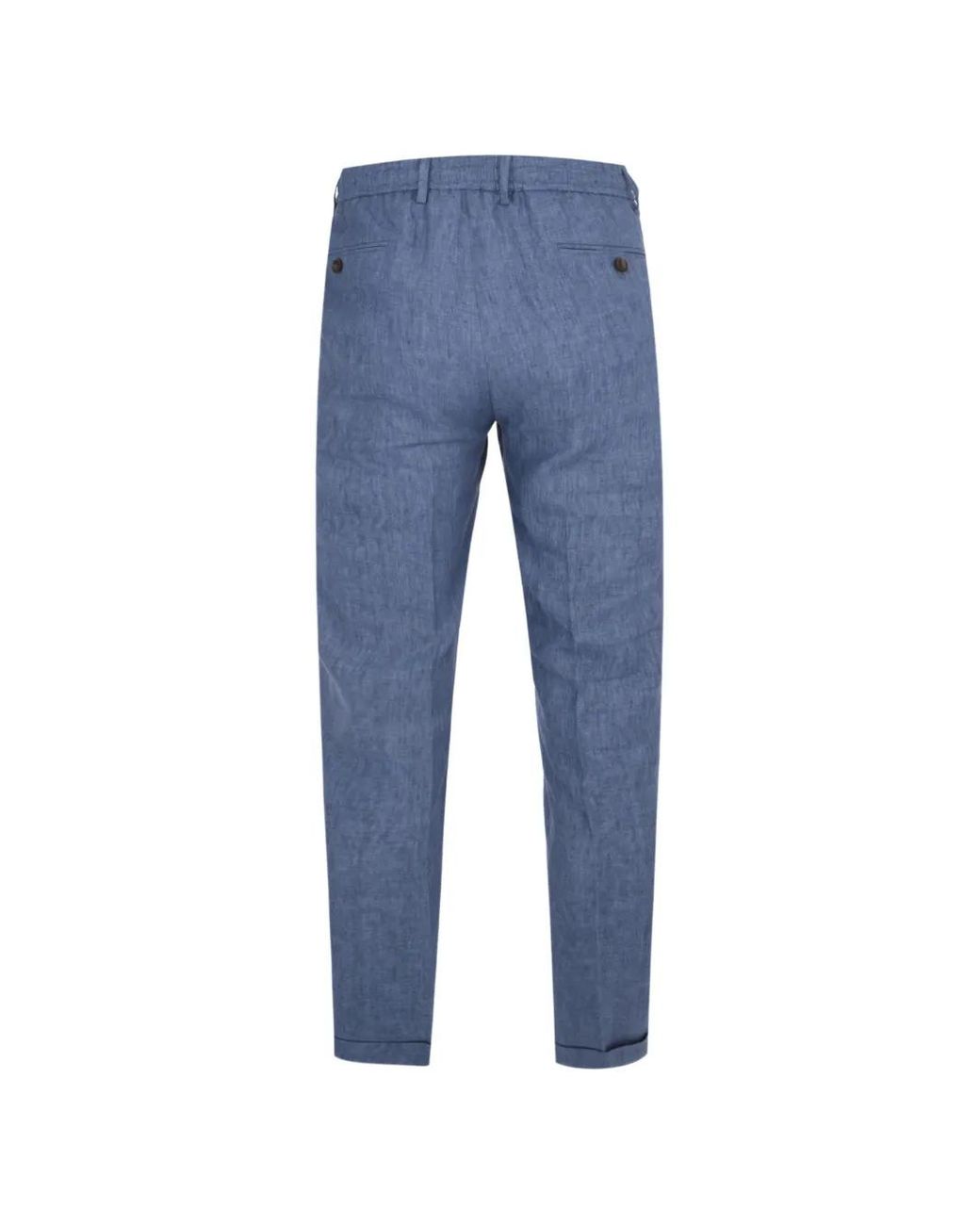Gran Sasso Blue Drawstring Pleated Trousers for men