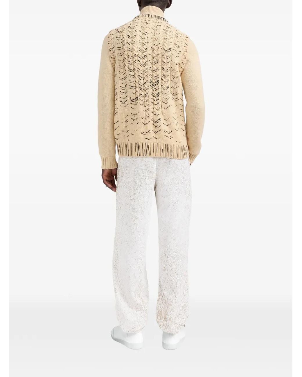 Maison Margiela Natural Virgin Wool Cardigan for men