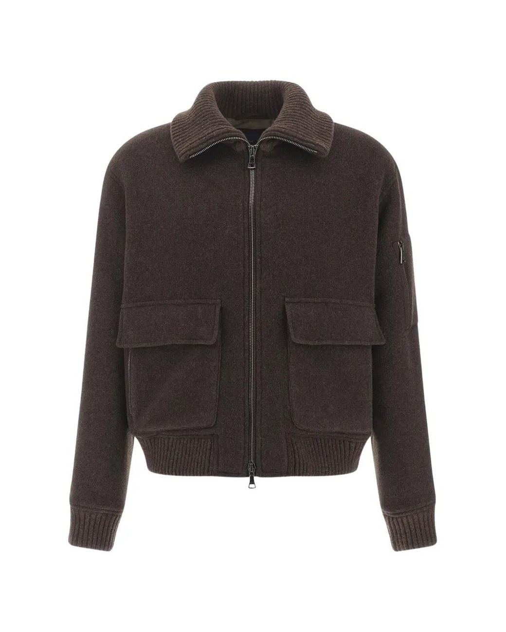 Paul & Shark Black Ribbed-Collar Wool-Blend Jacket for men