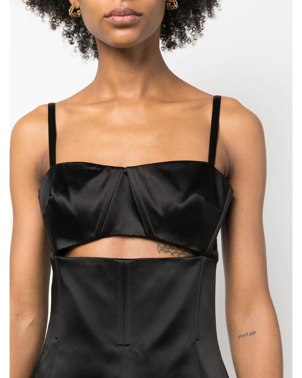 Patou Black Cut-Out Detail A-Line Minidress