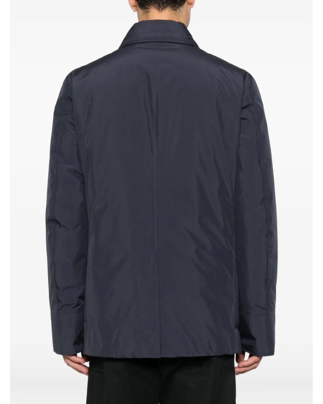 Add Blue Button-Up Logo-Patch Coat for men