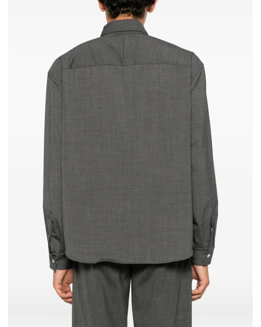 Lardini Gray Chest-Pocket Button-Up Shirt for men