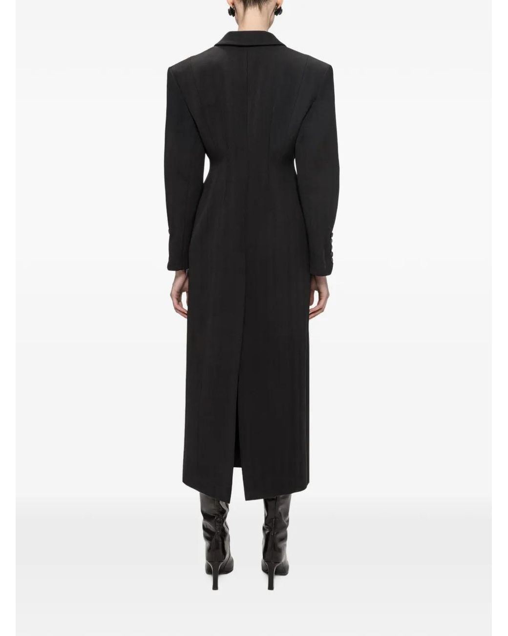 Nissa Black Fitted Wool-Blend Coat