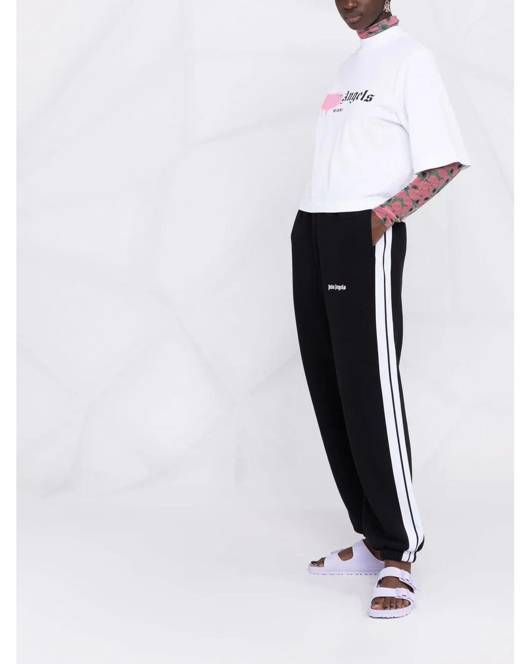Palm Angels Black Logo-Print Track Pants