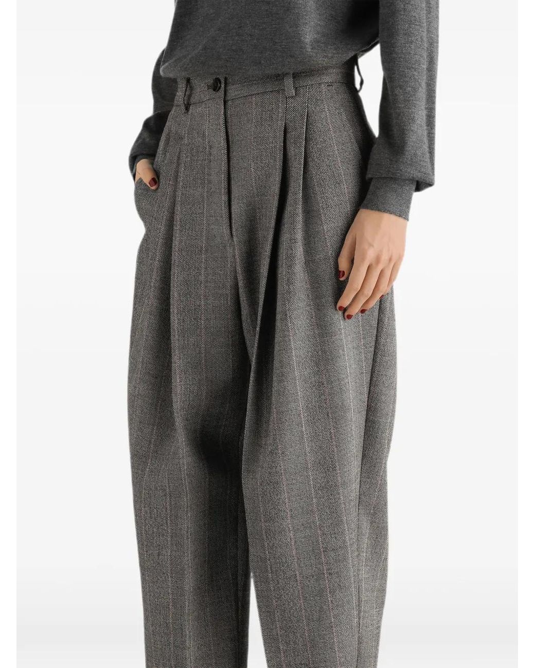 Dolce & Gabbana Gray Pinstripe Wool Trousers