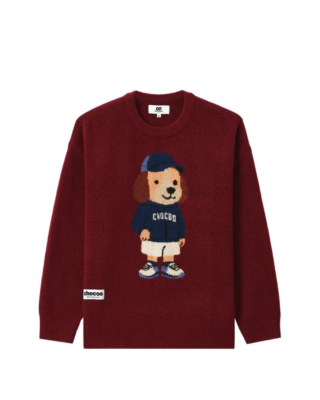 Chocoolate Red Intarsia-Knit Cotton Sweater for men