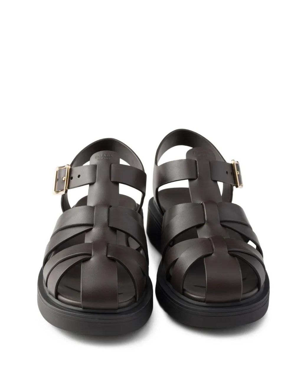 Prada Black Leather Fisherman's Sandals