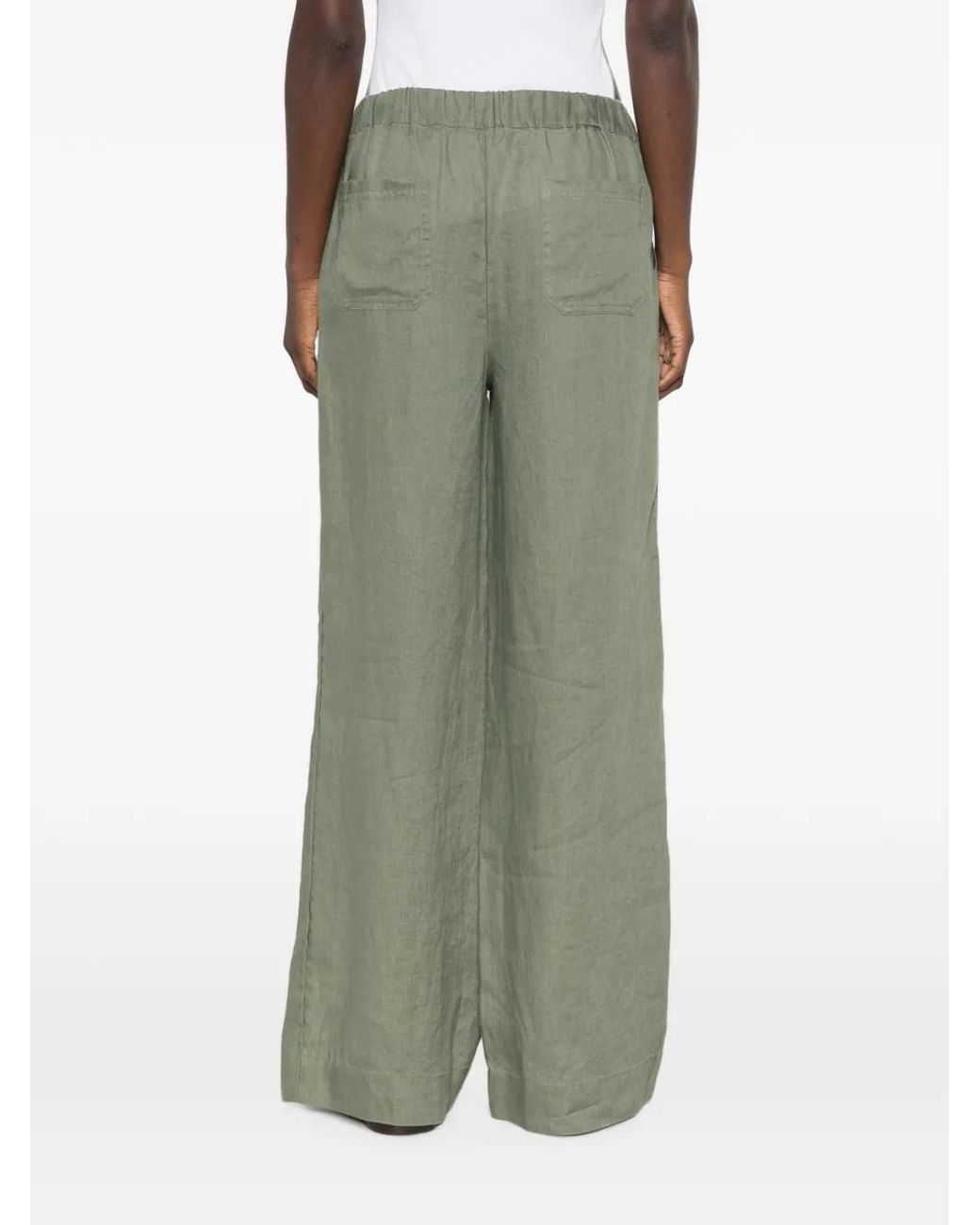 MAISON 123 Green Elasticated-Waist Wide-Leg Trousers