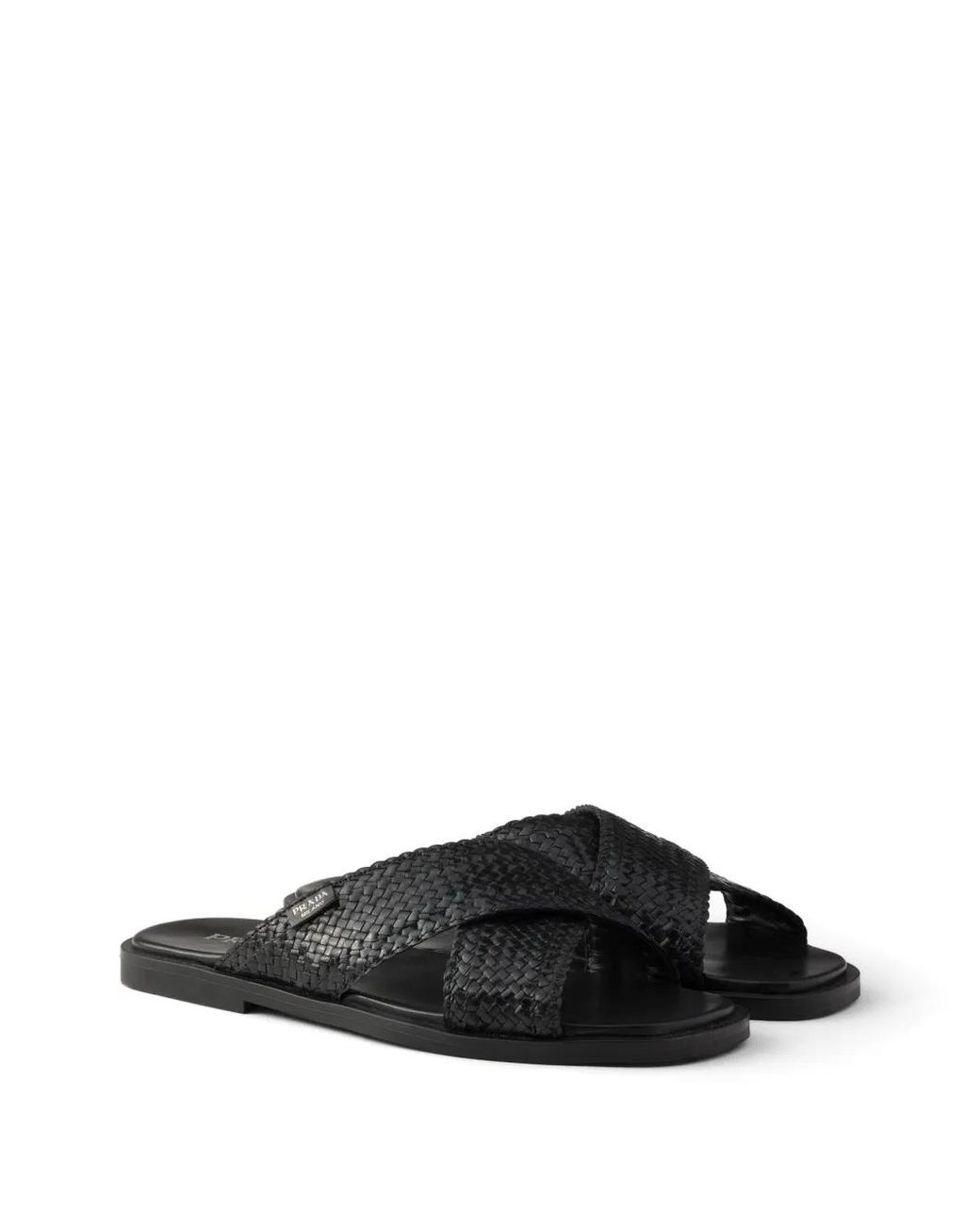 Prada Black Crisscross Slides for men