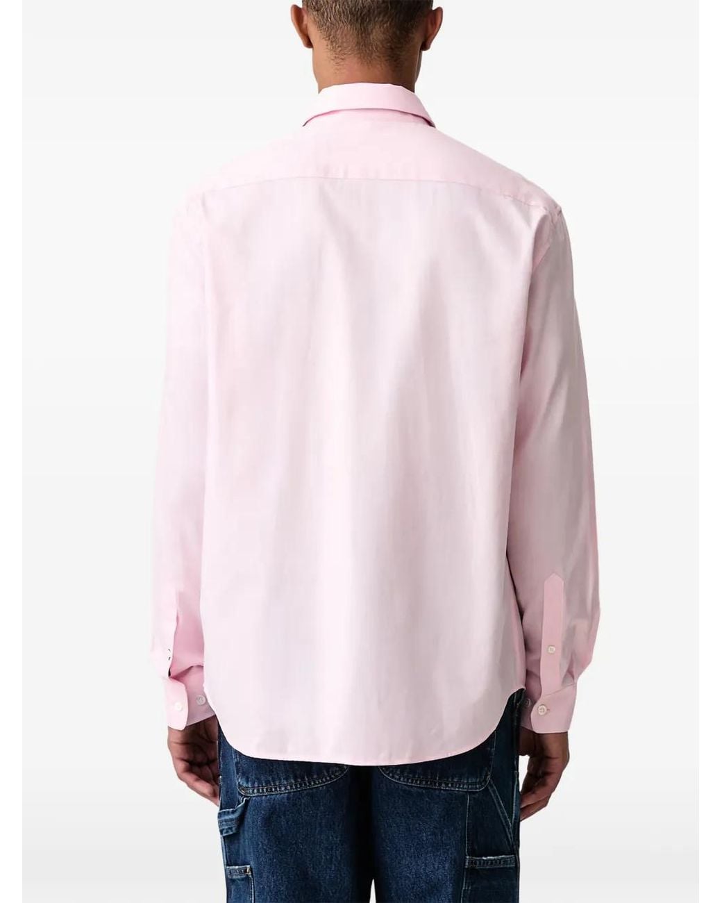 Lacoste Pink Logo-Patch Button-Down Shirt for men