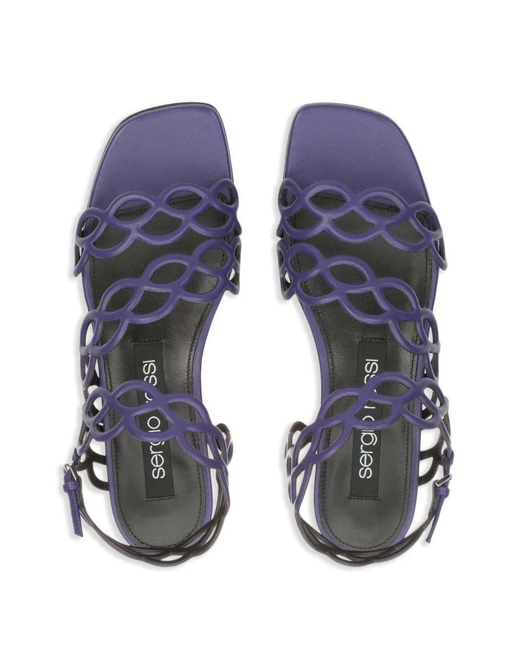 Sergio Rossi Blue Mermaid Leather Sandals