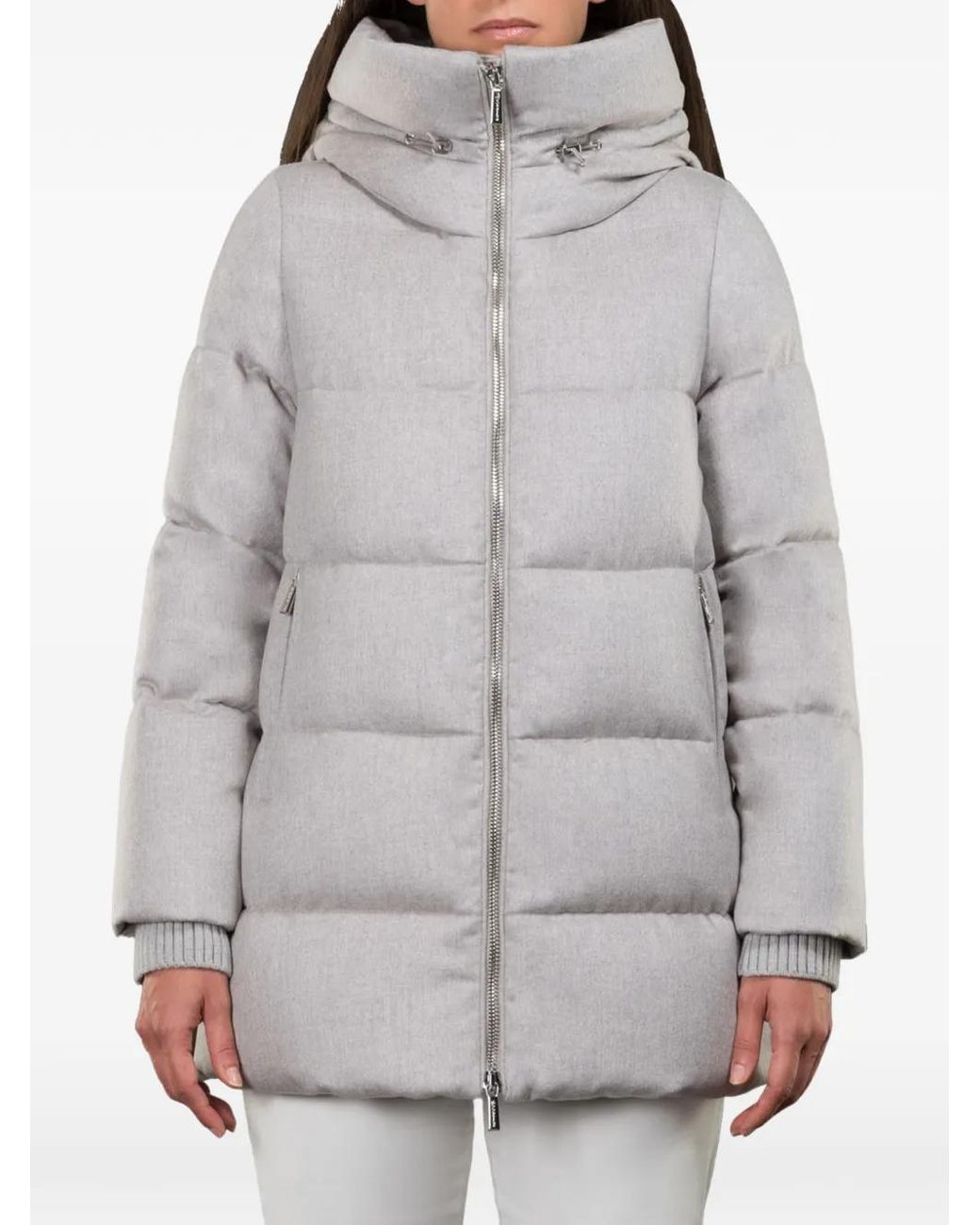 Moorer Gray Carinzia Hooded Padded Coat