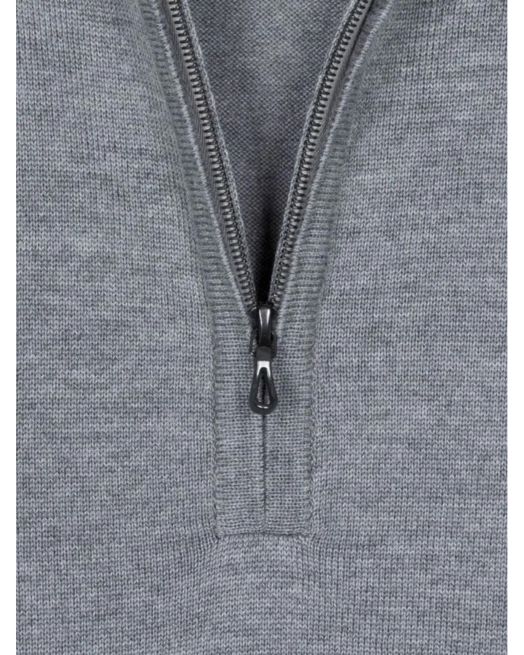 John Smedley Gray Half-Zip Merino Wool Sweater for men