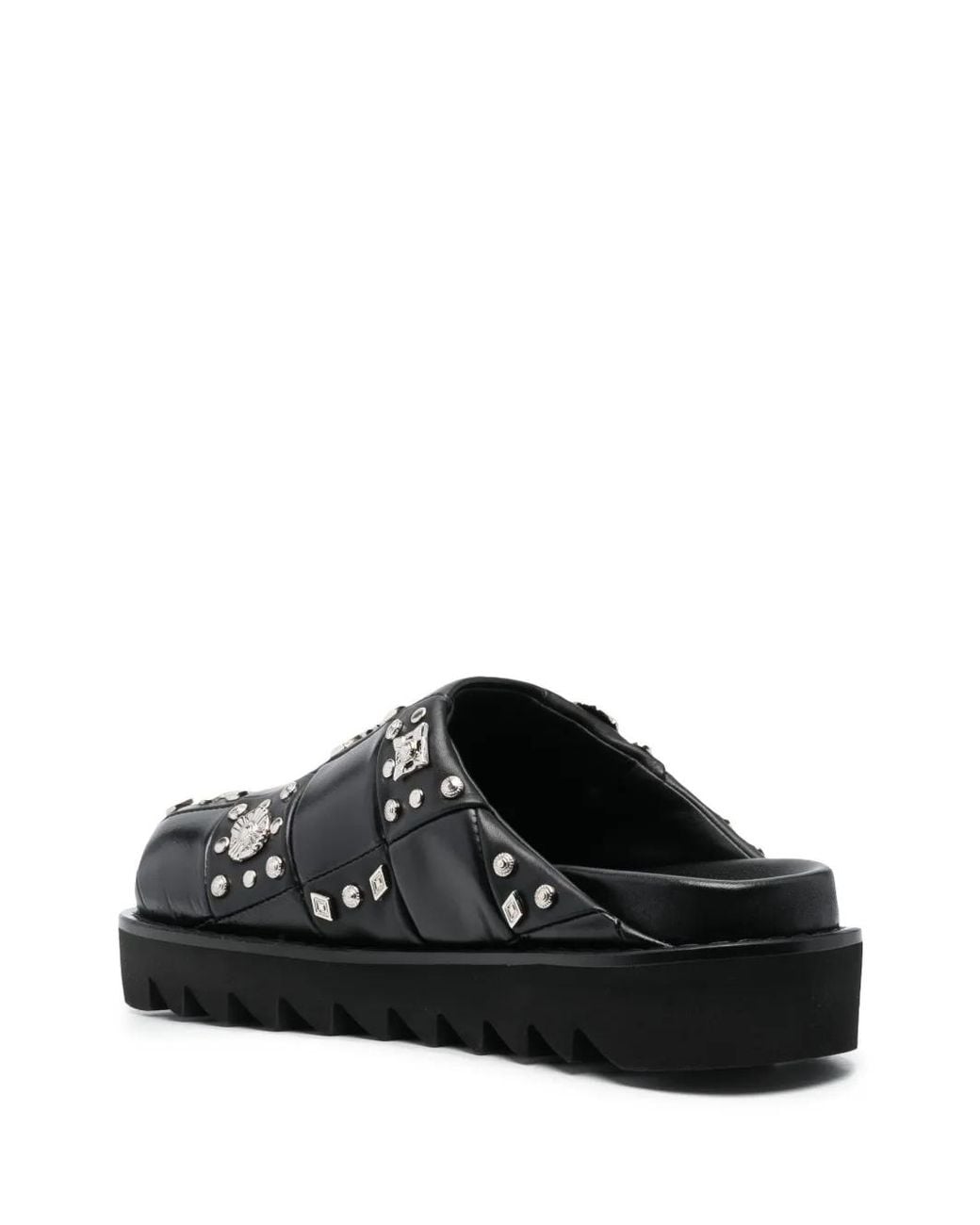 Toga Black Stud-Embellished Leather Clogs