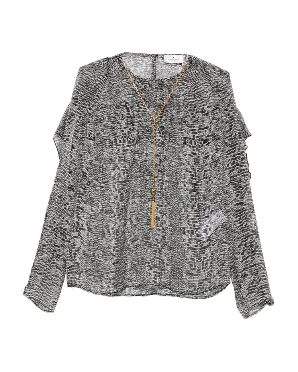 Elisabetta Franchi Gray Silk Shirt
