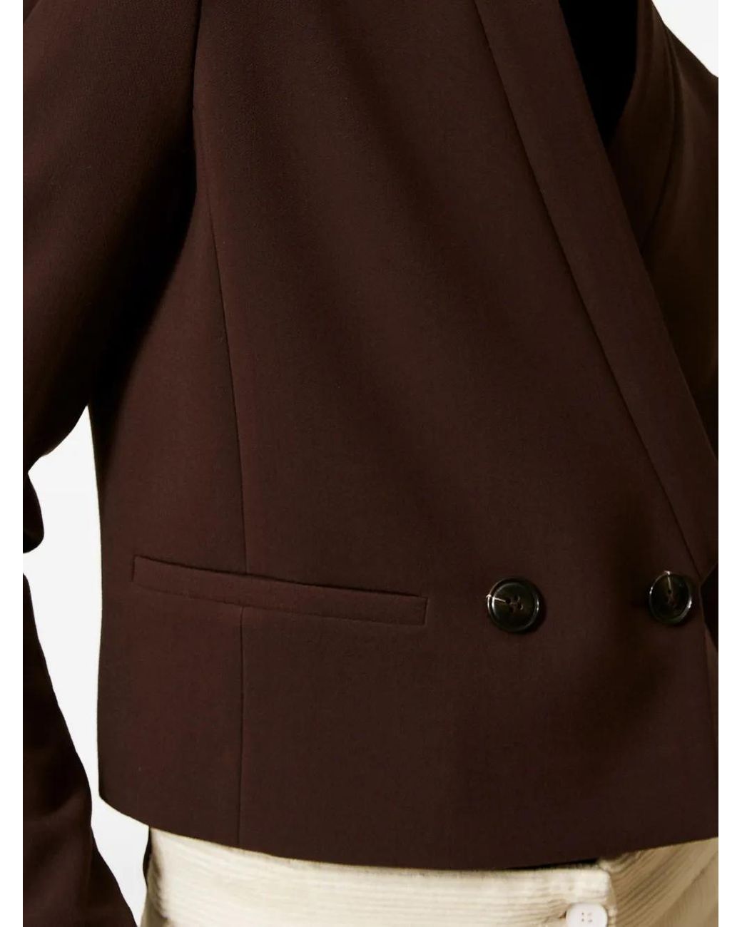 Twinset Brown Double-Breasted Cropped Blazer