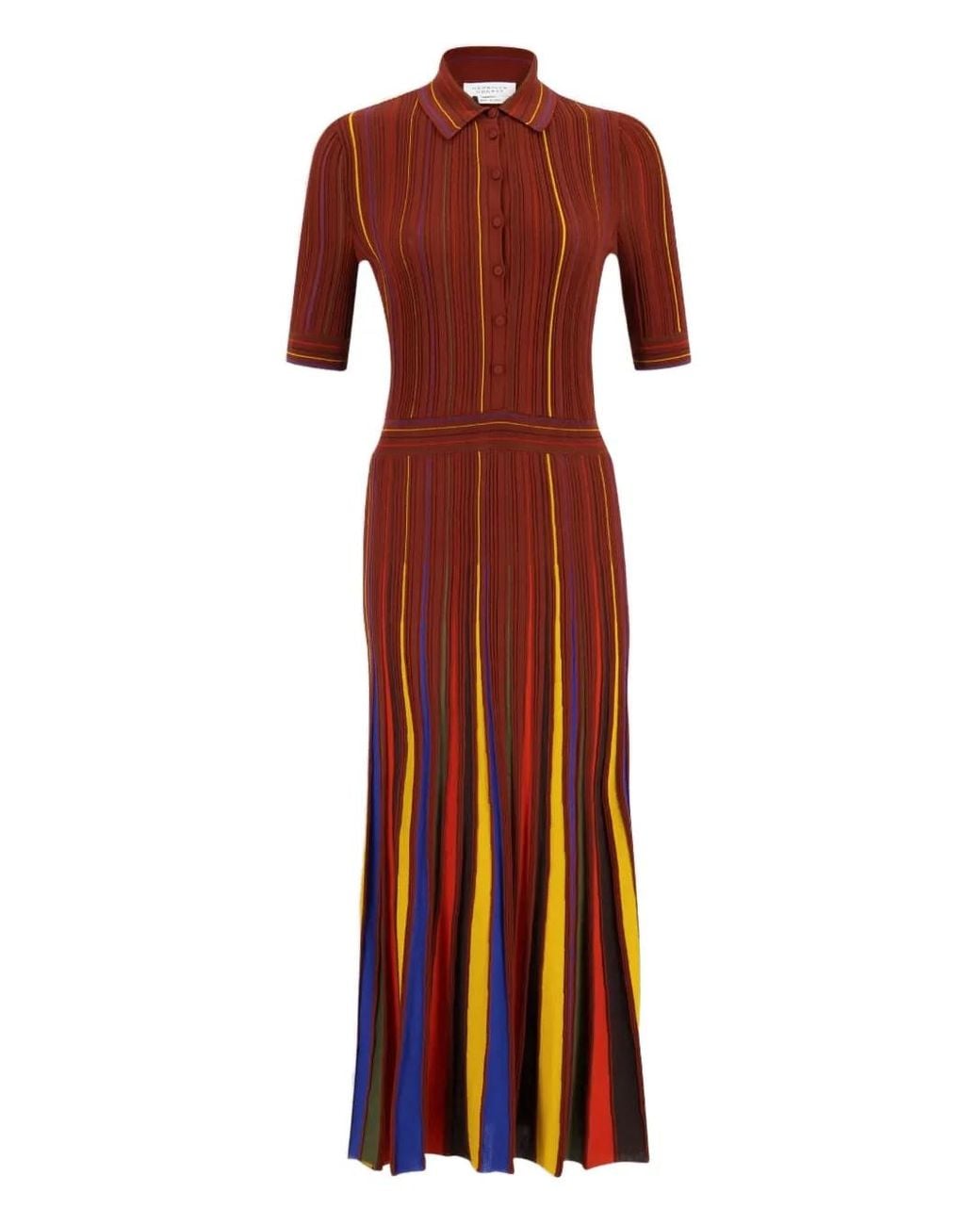 Gabriela Hearst Red Calypso Striped Midi Dress