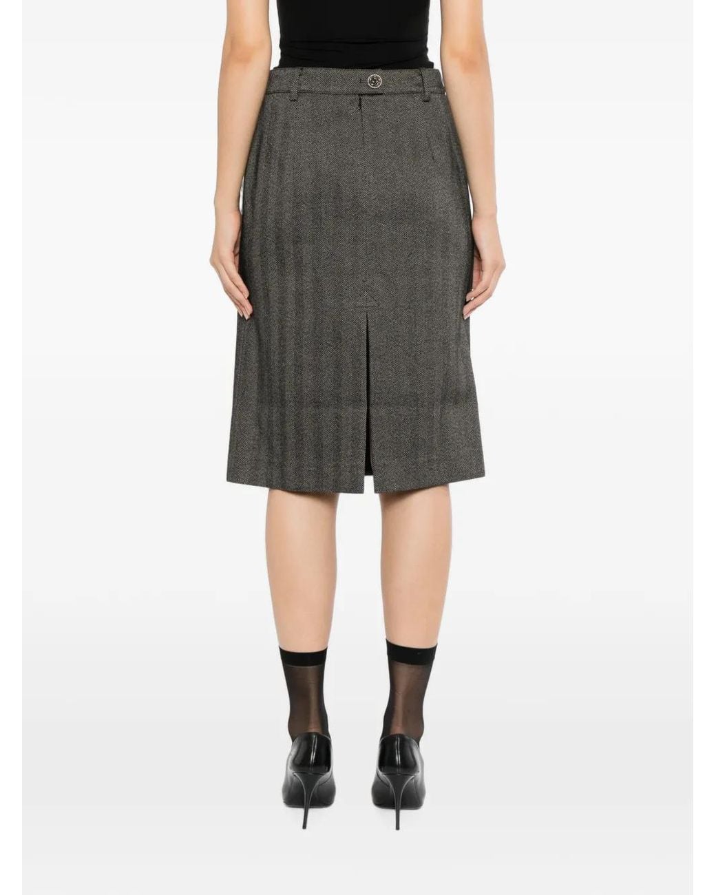 BONBOM Gray Herringbone-Pattern Skirt