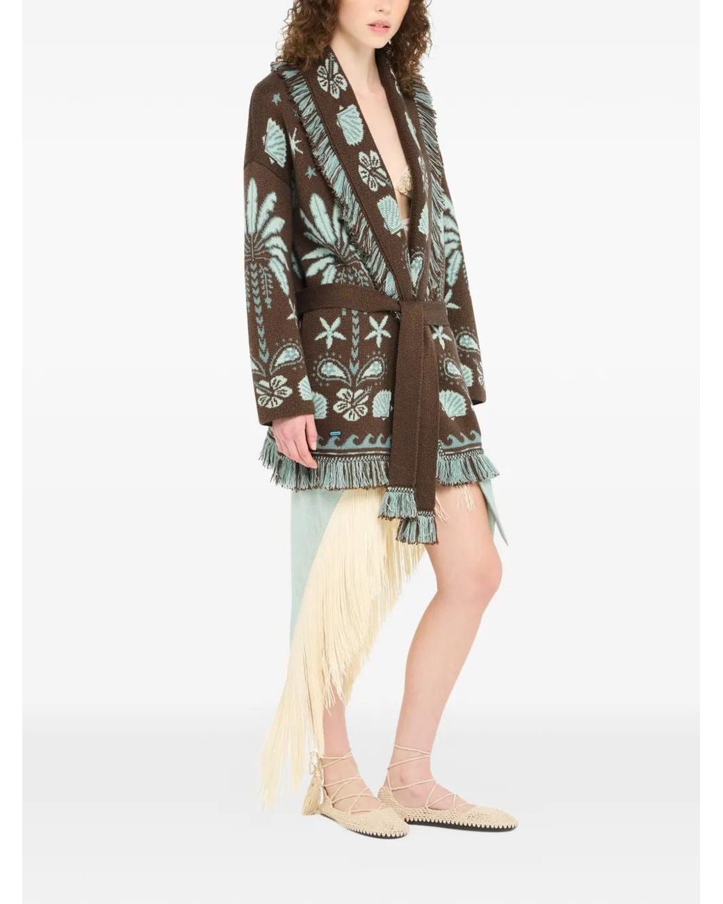 Alanui Natural Echoes Of The Island Fringed Cardi-Coat