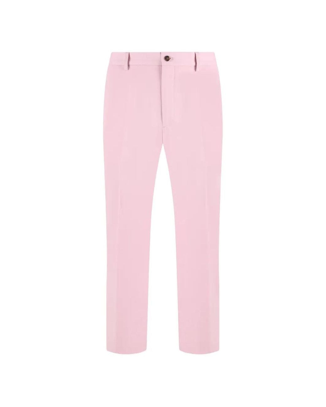Prada Pink Cotton Button Tailored Trousers for men