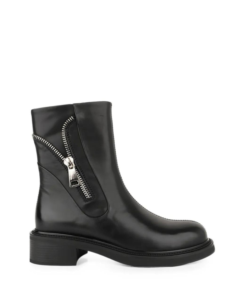 Linda Baumann Black Zip-Detail Leather Boots